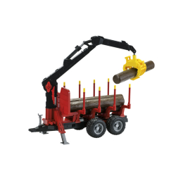 Rimorchio forestale con braccio di carico e tronchi