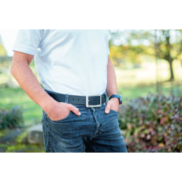 Cintura in cuoio con logo, John Deere