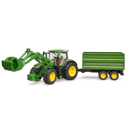 John Deere 7R 350 avec chargeur frontal et remorque