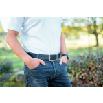 Cintura in cuoio con logo, John Deere