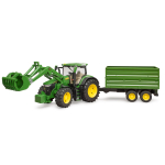 John Deere 7R 350 con caricatore frontale e rimorchio
