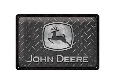 Plåtskylt, 20 x 30 cm: ”John Deere - Diamond Plate”.