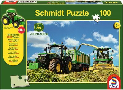 Puzzle + SIKU Traktor „Traktor 7310R und Feldhäcksler“