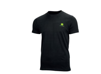 Black T-shirt `John Deere` with logo on front and back