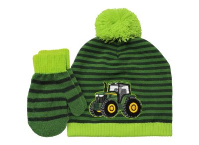 Beanie en wanten met tractor